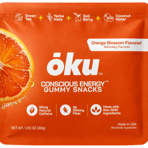 oku Orange Blossom Energy Gummies - Clean Caffeine + Fiber - Pack of 8
