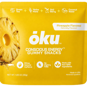 oku Pineapple Energy Gummies - Clean Caffeine + Fiber - Pack of 8