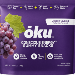 oku Grape Energy Gummies - Clean Caffeine + Fiber - Pack of 8